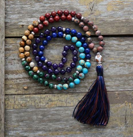 Beautiful 7 Chakra Natural Stone Mala Pendant Necklace