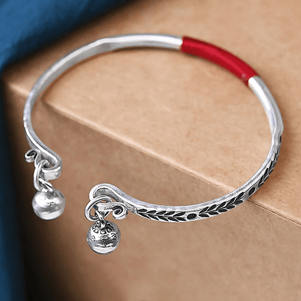 Ethnic Thai Silver Darling ANGEL Double Bell Bangle