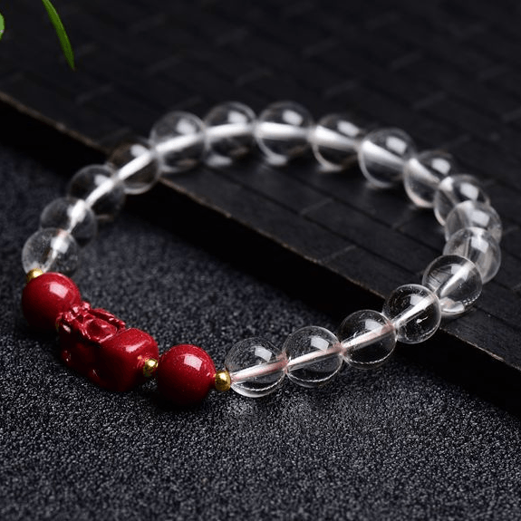 Purple Cinnabar & Natural Clear Quartz 'SPIRITUAL GROWTH' Bracelet