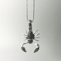 Silver & Zirconia Men's Scorpion Pendant Necklace