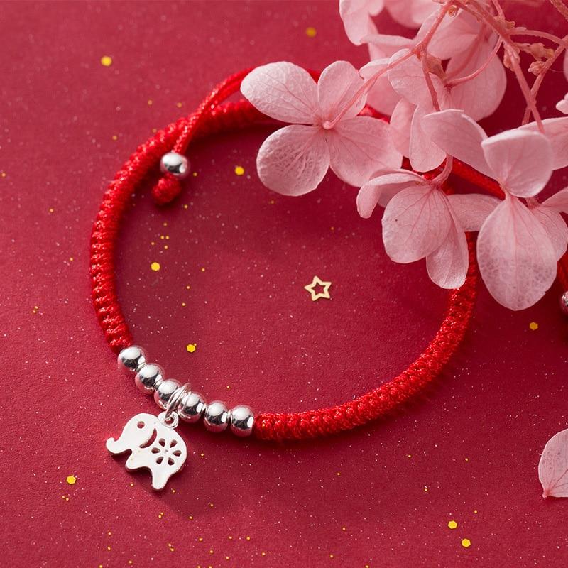 Turquoise and Gold Elephant Red String Bracelet
