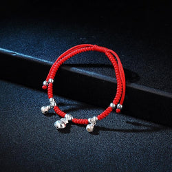 Sterling Silver Money Energy Bag 💰 WEALTH Red Rope Bracelet