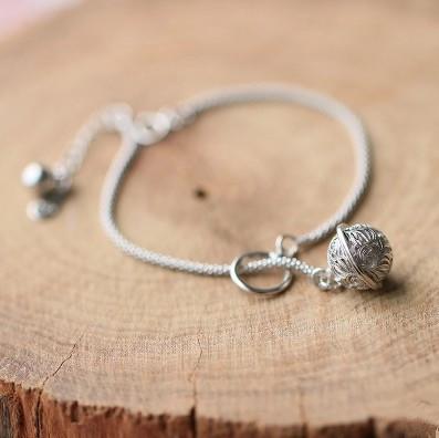 925 Sterling Silver Lucky Bell  PEACE Bracelet