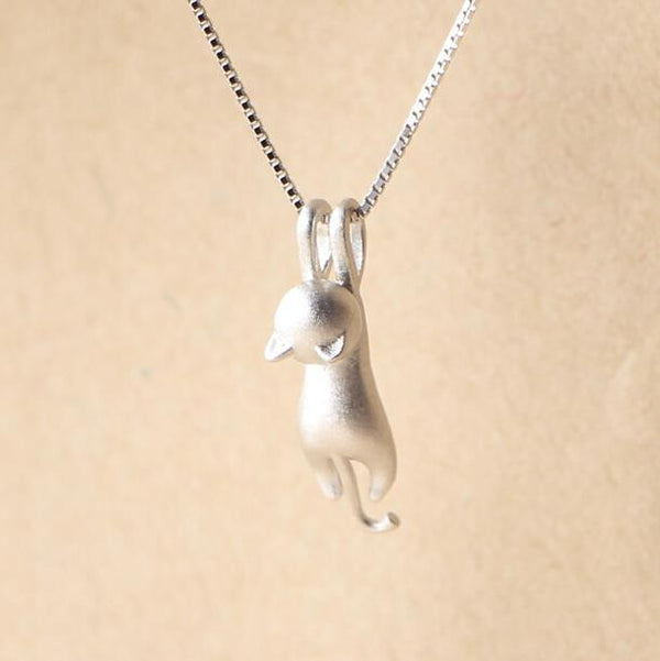 THAI SILVER Hanging Cat Necklace