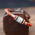PURE SILVER Ethnic Tibetan Six  Syllable Mantra Charm & Rope Bracelet