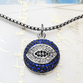 Silver & Zirconia Bejeweled Nazar Eye Pendant Necklace