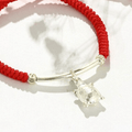 Lucky Red Rope & Sterling Silver PERSEVERANCE Turtle Bracelet