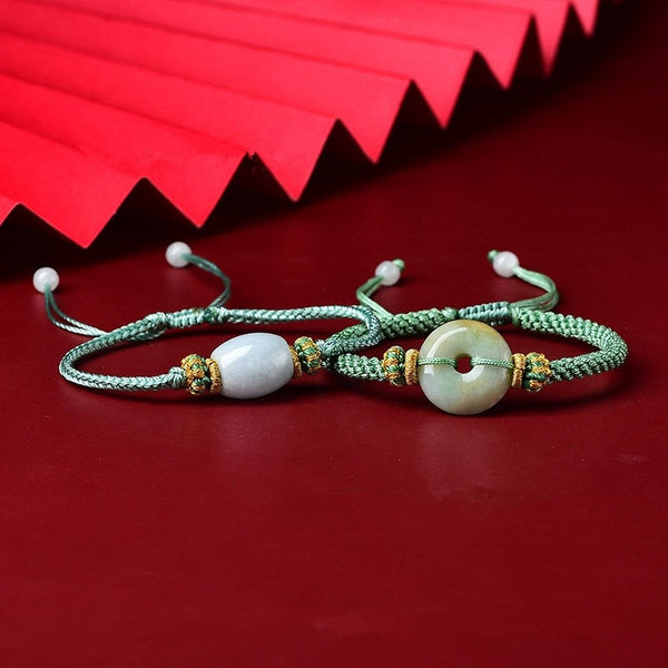 Lucky Natural Jadeite Rope Bracelet