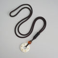 Tibetan Buddhist Hand Carved TAGUA NUT OM Mantra Sign Pendant Necklace