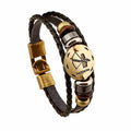 12 Constellation Zodiac Mens/Womens Leather Bracelet