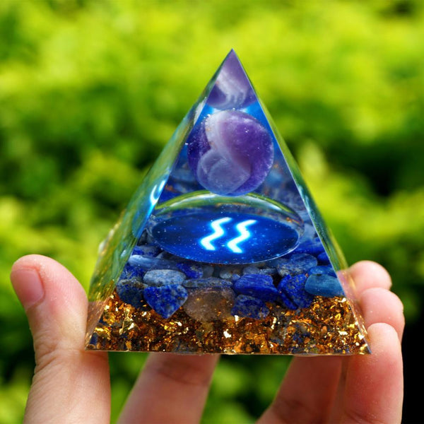 #149 - Handmade Amethyst & Lapis Lazuli 'DEEP INNER-KNOWLDEGE' AQUARIUS Zodiac ORGONITE Pyramid