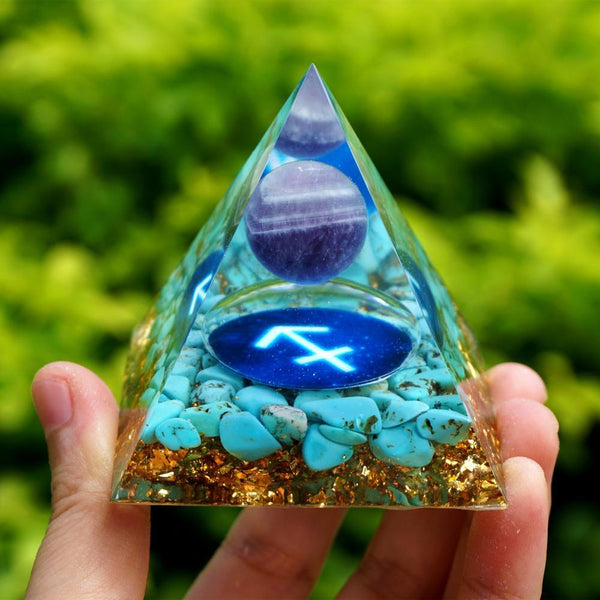 #126 - Handmade Amethyst & Turquoise 'SERENITY' SAGITTARIUS Zodiac ORGOBITE Pyramid