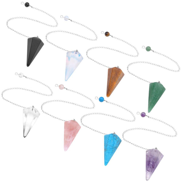 Natural Crystal Pyramid Chakra Dowsing Pendulum