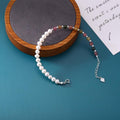 Natural Tourmaline & Freshwater Pearls Sterling Silver Bracelet