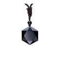 Black Obsidian Cubic Hexagram NO NEGATIVITY Pendant Necklace