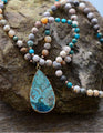 'TEARS of the OCEAN'-Jasper Stone 33" Sweater Pendant Necklace- IN STOCK USA!