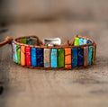 Multi-color Jasper Stone Chakra  Wrap HEALING Bracelet