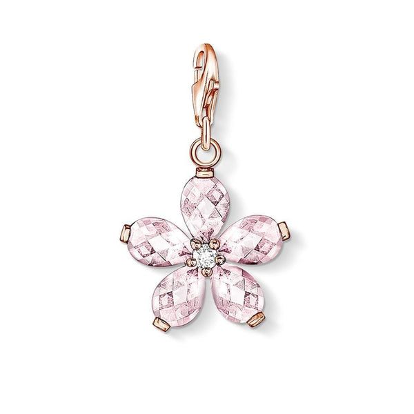 Silver & Zirconia Cherry Blossom Flower Charm