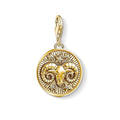 Silver & Zirconia ARIES Zodiac Charm in Gold