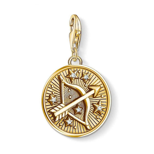 Silver & Zirconia SAGITTARIUS Zodiac Charm in Gold