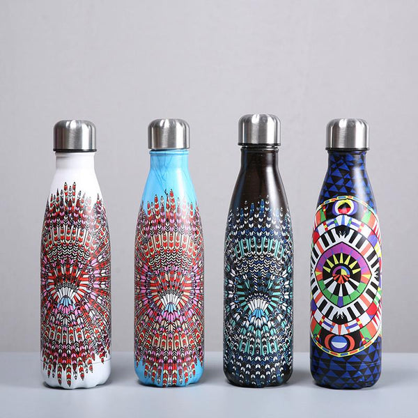 Unique Zen Mandala Design 500ml Stainless Steel Insulated Water Bottle