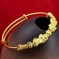 24K  Gold Plated DOUBLE PIXIU WEALTH  Attracting Feng Shui Bangle-33% off !