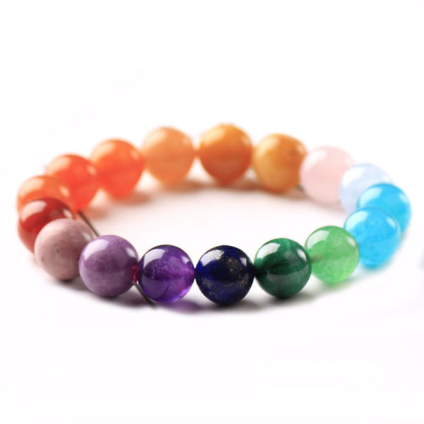 Luscious New 7 CHAKRA Natural Stone Bracelets- 8,10 & 12mm Beads