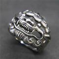 Stainless Steel Lucky Qilin Lion- GOOD OMEN Ring-US Sizes 7-13