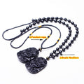 Natural Black Obsidian Dragon Amulet Pendant Necklace