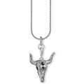 Silver & Zirconia Native American Buffalo Skull Pendant Necklace