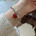 Thai Silver & Zirconia Bedazzled Strawberry Bracelet