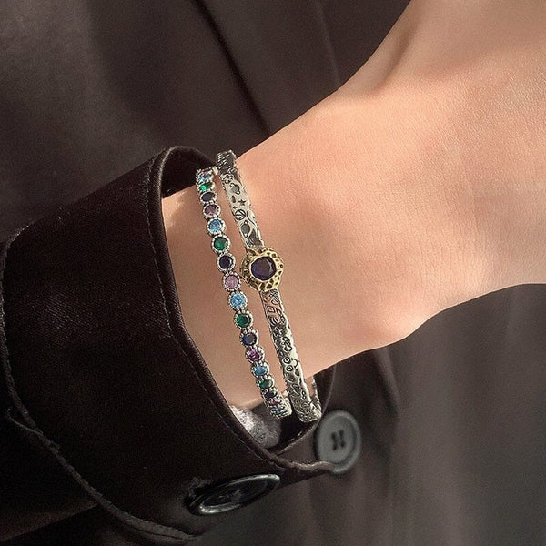 Multi Colored Thai Silver Zirconia Bangle