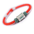 PURE SILVER Geometric Design Ethnic Tibetan Rope Bracelet