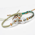 Ethnic Tibetan Sterling Silver & Double Braided Rope 'WHOLENESS" bracelet
