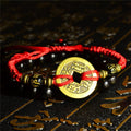 Ancient Coin Red Rope & Ebony Wood Bead 2 Pc Bracelet Set