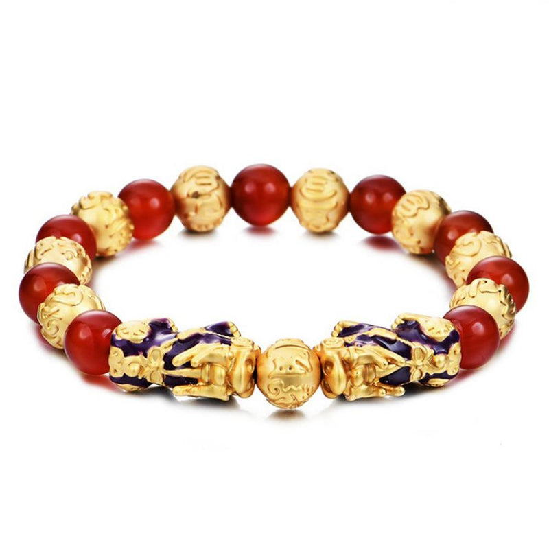 DOUBLE ABUNDANCE PI XIU Red Onyx Feng Shui Bracelet