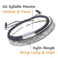 Steel Feng Shui QILIN Bangle & 6 Syllable OM Mantra Rope- 2pc GOOD LUCK Set