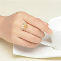 14k Gold Plated Silver CITRINE Gemstone Honey Bee WEALTH ATTRACTING Ring