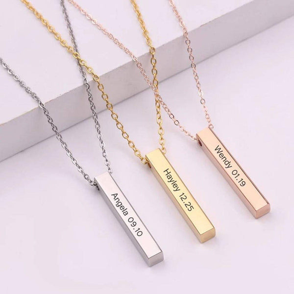 Customizable Stainless Steel 'STABILITY' Bar Necklace