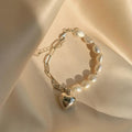 THAI SILVER Freshwater Pearls & Love Heart Bracelet