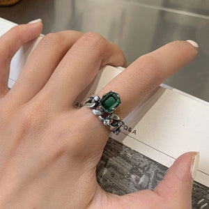 Thai Silver & Green Zirconia Ring