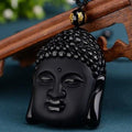 HandCrafted  Obsidian Buddha Head Pendant Necklace