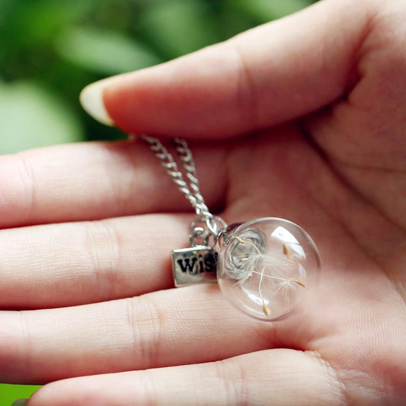 Necklace with dandelion on sale inside