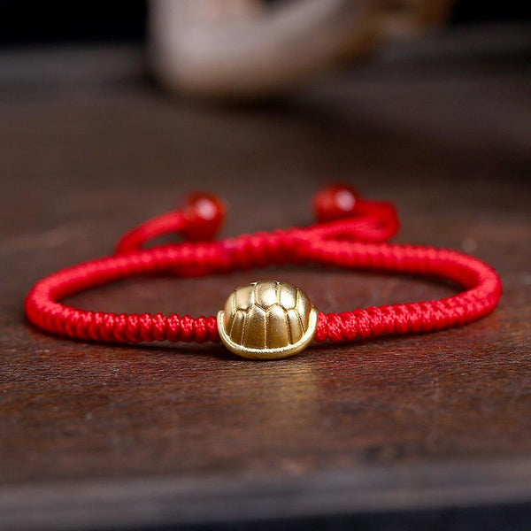 24k Pure Silver CELESTIAL GUARDIAN  LONGEVITY TURTLE  Red Rope Bracelet