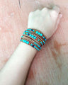 Turquoise Stone with Leather & Gold beads WRAP Bracelet