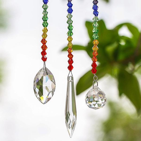 3/pc set of  7 Chakra Sparkling Crystal Sun Catchers