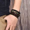Men's Multi-layer Titanium Steel, Leather & African Turquoise ' INSPIRE' Bracelet
