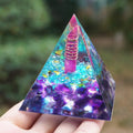 #22-Handmade Blue Quartz & Aura Quartz Point ' COMMUNICATION' ORGONITE Pyramid