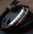 PURE  SILVER Om Mani Padme Hum Charm Double Rope Tibetan  bracelet