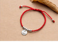 Sterling Silver LOTUS FLOWER 'PATIENCE'  Red Rope Bracelet